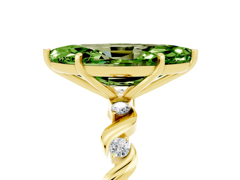 Yellow gold Marquise Cut Peridot Solitaire Twisted Band with Round  Accents and Prong Setting_17
