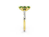 Yellow gold Marquise Cut Peridot Solitaire with Side Baguettes and Channel Set Band_2