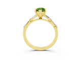 Yellow gold Marquise Cut Peridot Solitaire with Side Baguettes and Channel Set Band_3