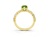 Yellow gold Marquise Cut Peridot Solitaire with Side Stones, Pave Band, Four-Prong Setting_39