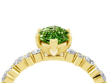 Yellow gold Marquise Cut Peridot Solitaire with Side Stones, Pave Band, Four-Prong Setting_40