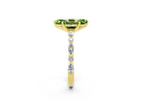 Yellow gold Marquise Cut Peridot Solitaire with Side Stones on a Pavé Band and Four-Prong Setting_2