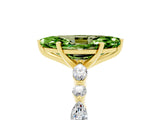 Yellow gold Marquise Cut Peridot Solitaire with Side Stones on a Pavé Band and Four-Prong Setting_5