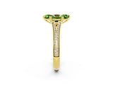 Yellow gold Marquise Cut Peridot Split Shank Engagement Ring with Pavé Band_2