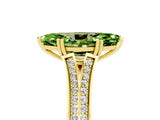 Yellow gold Marquise Cut Peridot Split Shank Engagement Ring with Pavé Band_5