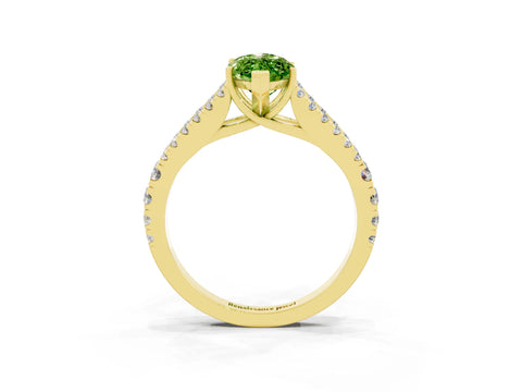 Yellow gold Marquise Cut Peridot Split Shank Pavé Engagement Ring with Four-Prong Setting_15