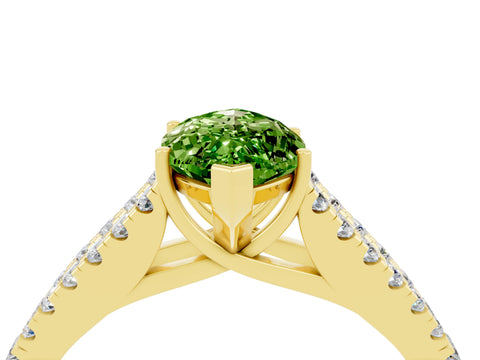 Yellow gold Marquise Cut Peridot Split Shank Pavé Engagement Ring with Four-Prong Setting_16