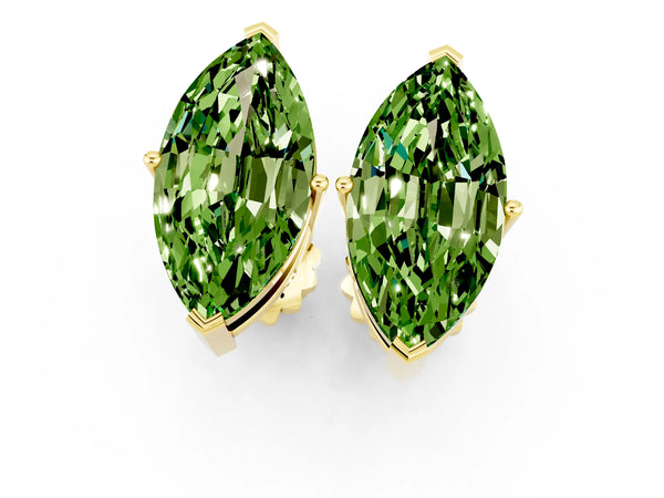 Yellow gold Marquise Cut Peridot Stud Earrings