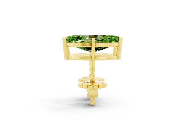 Yellow gold Marquise Cut Peridot Stud Earrings