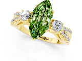 Yellow gold Marquise Cut Peridot Three-Stone Ring with Pavé Split Shank and Four-Prong Setting_13