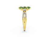 Yellow gold Marquise Cut Peridot Three-Stone Ring with Pavé Split Shank and Four-Prong Setting_14