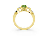 Yellow gold Marquise Cut Peridot Three-Stone Ring with Pavé Split Shank and Four-Prong Setting_15