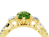 Yellow gold Marquise Cut Peridot Three-Stone Ring with Pavé Split Shank and Four-Prong Setting_16