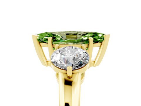 Yellow gold Marquise Cut Peridot Three-Stone Ring with Prong Setting and Classic Band_5