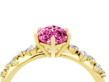 Yellow gold Marquise Cut Pink Sapphire Cluster Side Stone Solitaire Ring with Prong Setting_52