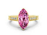 Yellow gold Marquise Cut Pink Sapphire Engagement Ring with Milgrain Channel Set Band and Prong Setting_24