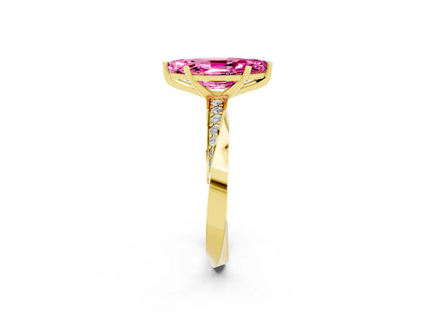Yellow gold Marquise Cut Pink Sapphire Engagement Ring with Side Stone Accents and Four-Prong Setting_53