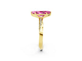 Yellow gold Marquise Cut Pink Sapphire Engagement Ring with Side Stone Accents and Four-Prong Setting_62