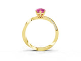Yellow gold Marquise Cut Pink Sapphire Engagement Ring with Side Stone Accents and Four-Prong Setting_63
