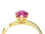 Yellow gold Marquise Cut Pink Sapphire Engagement Ring with Side Stone Accents and Four-Prong Setting_64