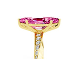 Yellow gold Marquise Cut Pink Sapphire Engagement Ring with Side Stone Accents and Four-Prong Setting_65