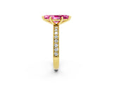 Yellow gold Marquise Cut Pink Sapphire Milgrain Pavé Engagement Ring with Four-Prong Setting_26