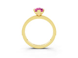 Yellow gold Marquise Cut Pink Sapphire Milgrain Pavé Engagement Ring with Four-Prong Setting_27