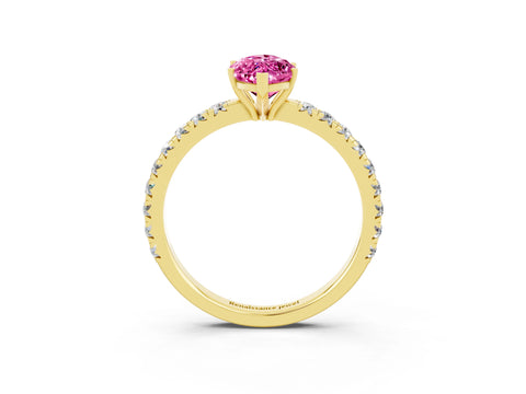 Yellow gold Marquise Cut Pink Sapphire Pavé Solitaire Engagement Ring with Four-Prong Setting_15