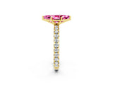 Yellow gold Marquise Cut Pink Sapphire Pavé Solitaire Ring with Round Band and Prong Setting_14