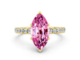 Yellow gold Marquise Cut Pink Sapphire Pave Band Solitaire Ring with Four-Prong Setting_60