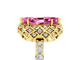 Yellow gold Marquise Cut Pink Sapphire Scalloped Halo Engagement Ring with Round Shared Prong Band_17