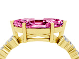 Yellow gold Marquise Cut Pink Sapphire Scattered Round Accent Ring with Prong Setting_16