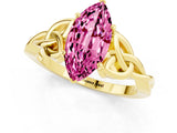 Yellow gold Marquise Cut Pink Sapphire Solitaire Celtic Knot Ring with Four-Prong Setting_25