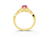 Yellow gold Marquise Cut Pink Sapphire Solitaire Celtic Knot Ring with Four-Prong Setting_27