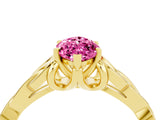 Yellow gold Marquise Cut Pink Sapphire Solitaire Celtic Knot Ring with Four-Prong Setting_28