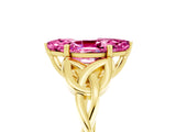 Yellow gold Marquise Cut Pink Sapphire Solitaire Celtic Knot Ring with Four-Prong Setting_29