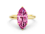 Yellow gold Marquise Cut Pink Sapphire Solitaire Engagement Ring with Cathedral Setting and Four-Prong Mount_66
