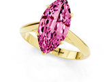 Yellow gold Marquise Cut Pink Sapphire Solitaire Engagement Ring with Cathedral Setting and Four-Prong Mount_67