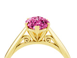 Yellow gold Marquise Cut Pink Sapphire Solitaire Engagement Ring with Cathedral Setting and Four-Prong Mount_70