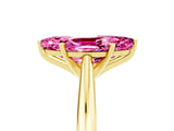 Yellow gold Marquise Cut Pink Sapphire Solitaire Engagement Ring with Cathedral Setting and Four-Prong Mount_71