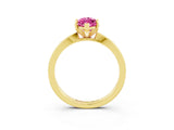 Yellow gold Marquise Cut Pink Sapphire Solitaire Engagement Ring with Classic Band and Four-Prong Setting_63