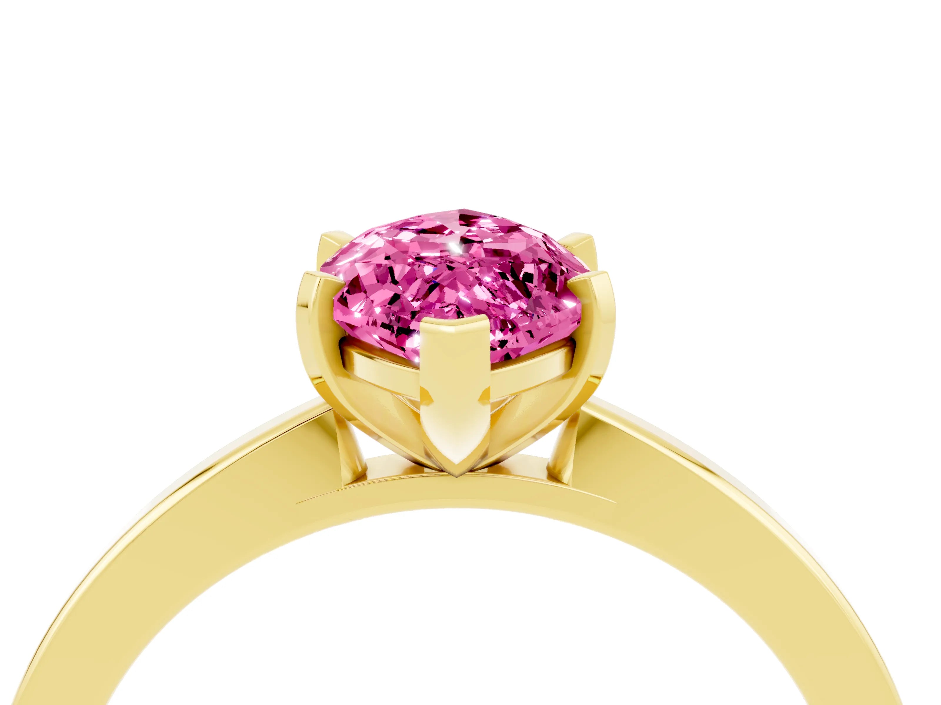 Yellow gold Marquise Cut Pink Sapphire Solitaire Engagement Ring with Classic Band and Four-Prong Setting_64