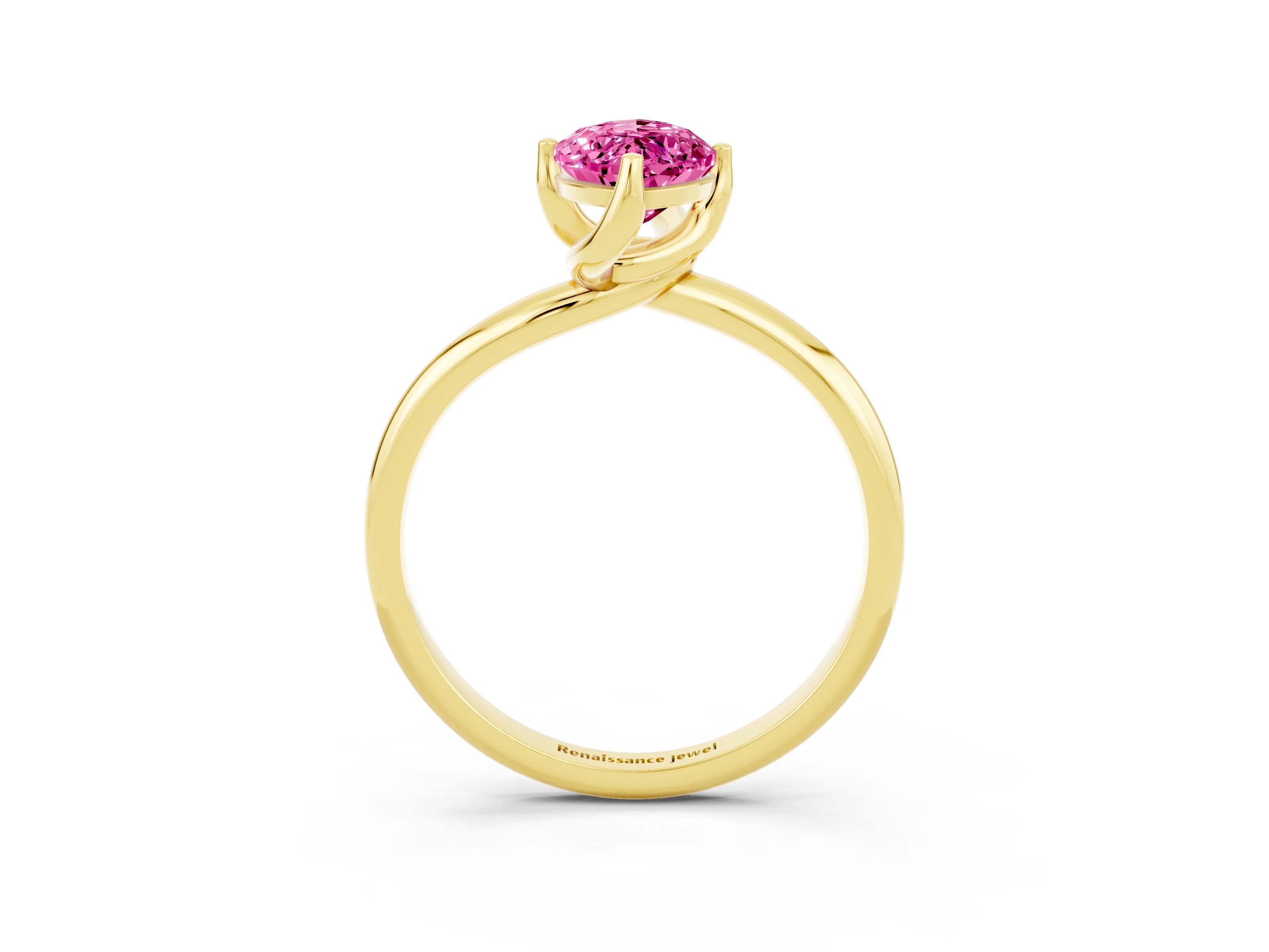 Yellow gold Marquise Cut Pink Sapphire Solitaire Engagement Ring with Four-Prong Setting and Classic Band_15