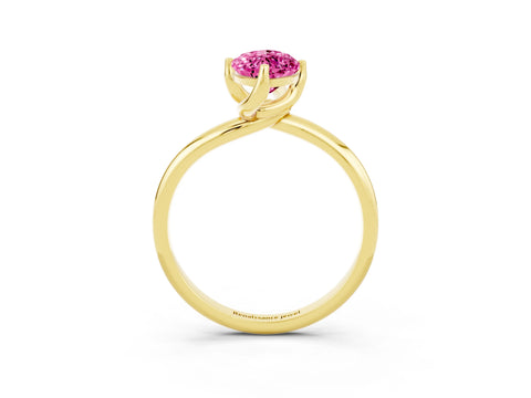 Yellow gold Marquise Cut Pink Sapphire Solitaire Engagement Ring with Four-Prong Setting and Classic Band_15