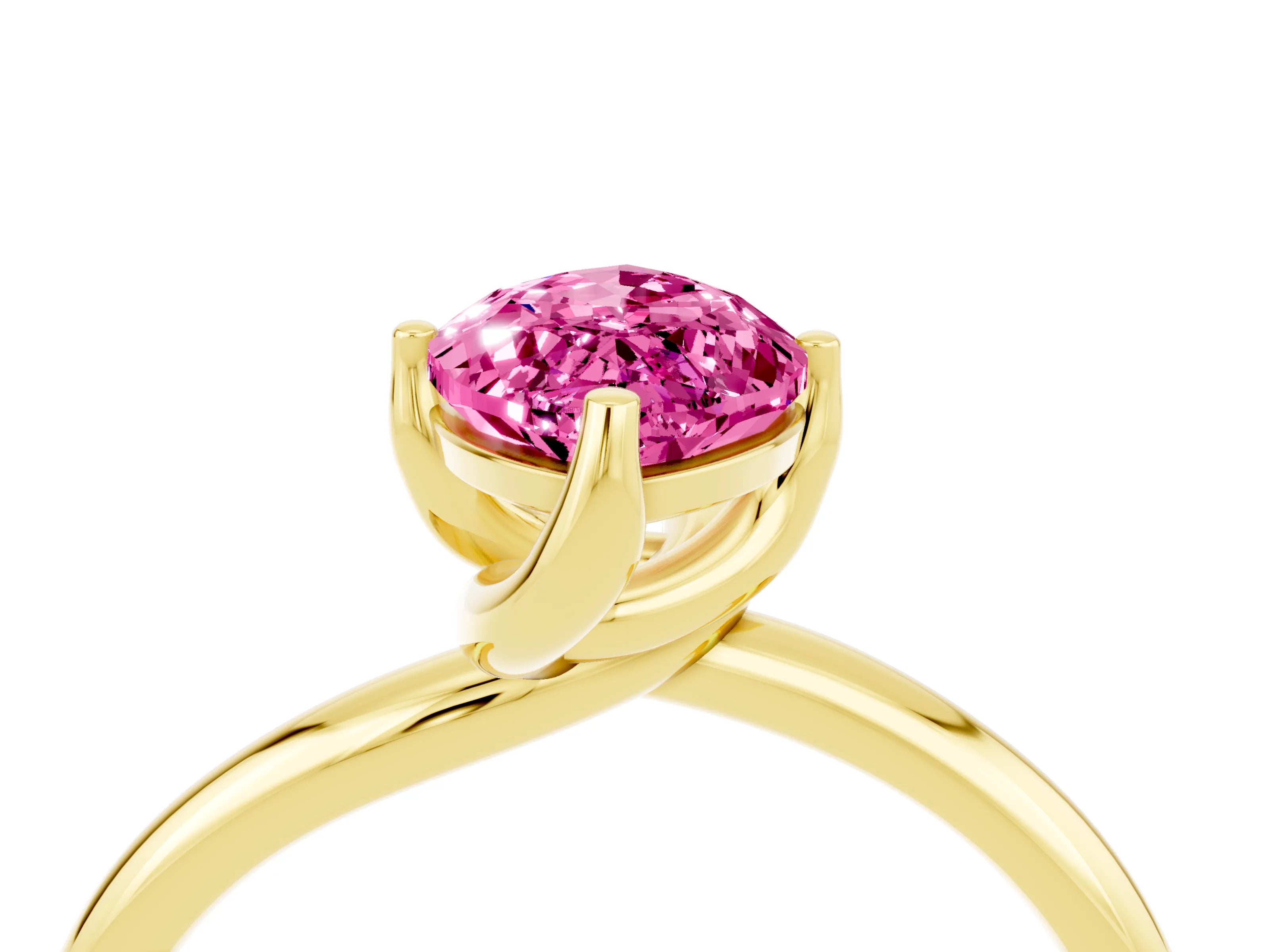 Yellow gold Marquise Cut Pink Sapphire Solitaire Engagement Ring with Four-Prong Setting and Classic Band_16