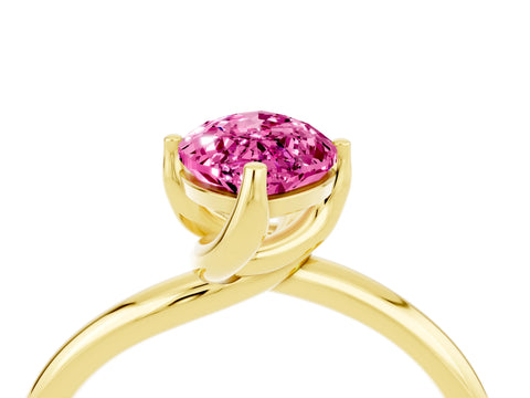 Yellow gold Marquise Cut Pink Sapphire Solitaire Engagement Ring with Four-Prong Setting and Classic Band_16