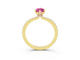Yellow gold Marquise Cut Pink Sapphire Solitaire Engagement Ring with Pavé Band and Four-Prong Setting_27