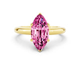 Yellow gold Marquise Cut Pink Sapphire Solitaire Engagement Ring with Round Band and Four-Prong Setting_24