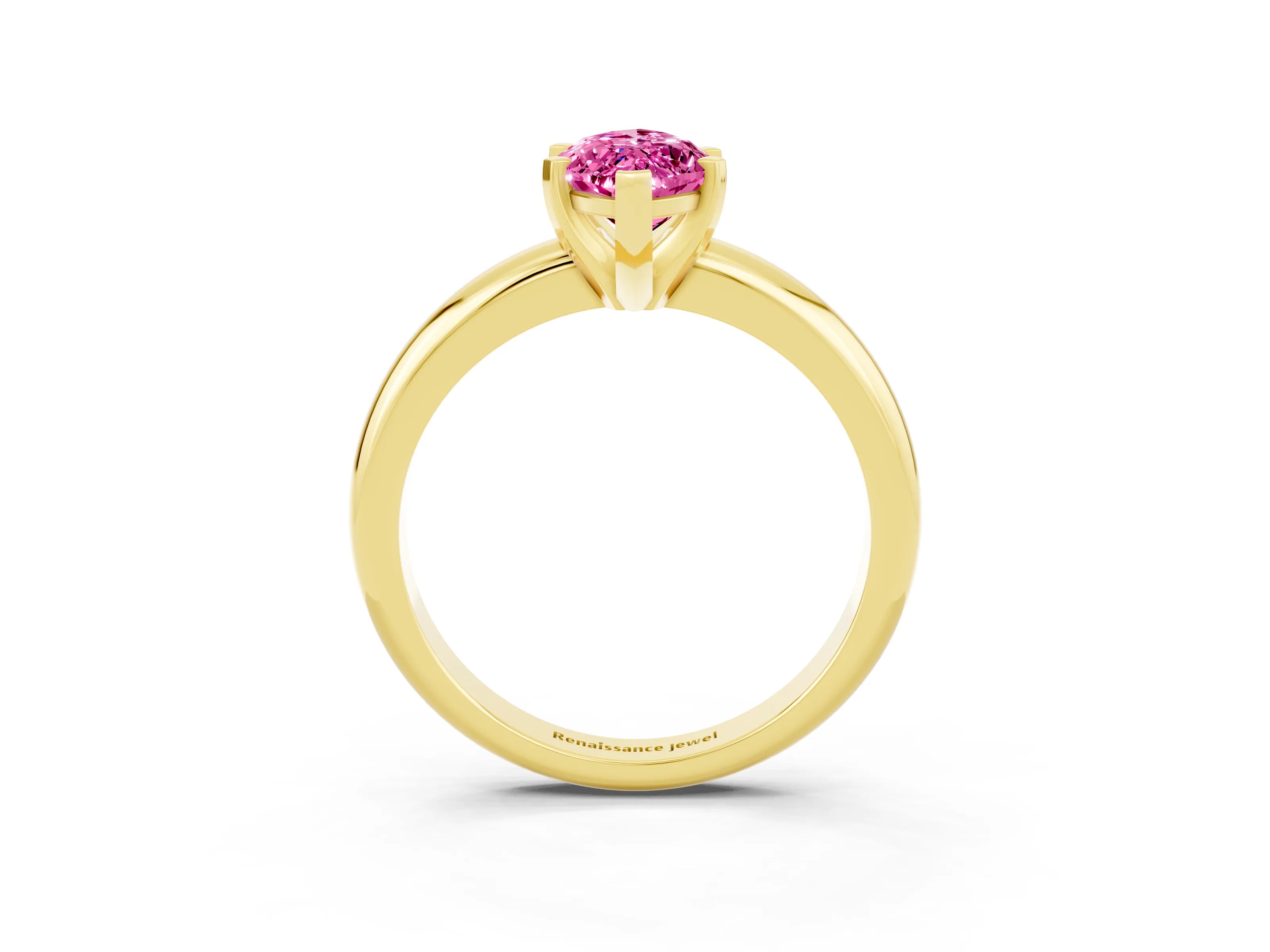 Yellow gold Marquise Cut Pink Sapphire Solitaire Engagement Ring with Round Band and Four-Prong Setting_27