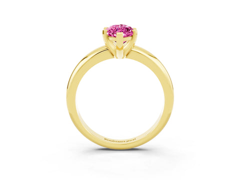 Yellow gold Marquise Cut Pink Sapphire Solitaire Engagement Ring with Round Band and Four-Prong Setting_27